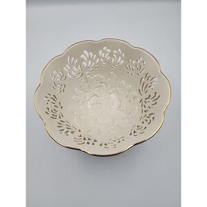 Vintage Lenox Porcelain Westbury Bowl Leaf Pattern Candy Dish Made In America